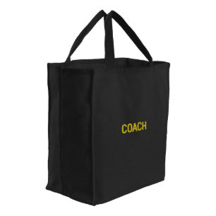 Custom COACH Text Embroidered Black Tote Bag
