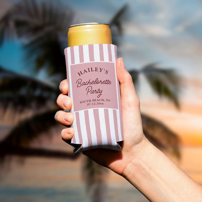Custom Coastal Bachelorette Beachy & Fun Seltzer Can Cooler (Creator Uploaded)