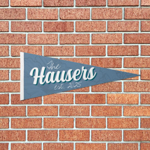 Custom Coastal Blue Yacht Wedding  Pennant Flag