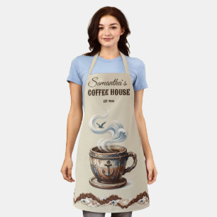 Custom Coastal Cafe Branding Apron