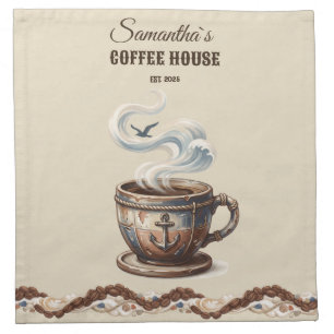 Custom Coastal Cafe Branding Cloth Napkin