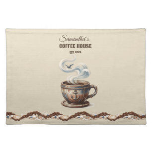 Custom Coastal Cafe Branding Cloth Placemat