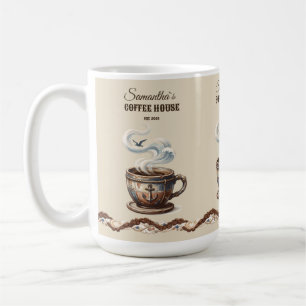 Custom Coastal Cafe Branding Coffee Mug