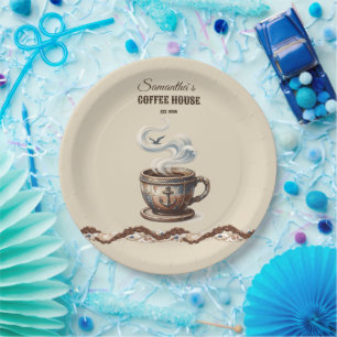 Custom Coastal Cafe Branding  Paper Plates