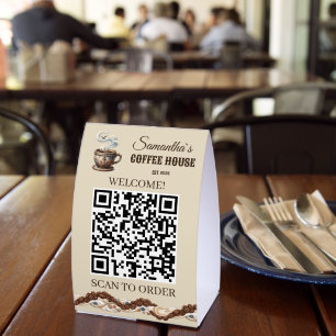 Custom Coastal Cafe Branding Paper Table Tent