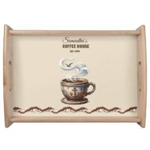 Custom Coastal Cafe Branding Serving Tray