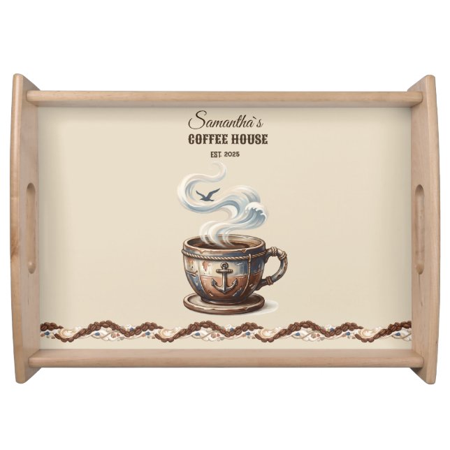 Custom Coastal Cafe Branding  Serving Tray (Front)