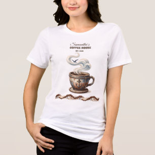 Custom Coastal Cafe Branding Tri-Blend Shirt