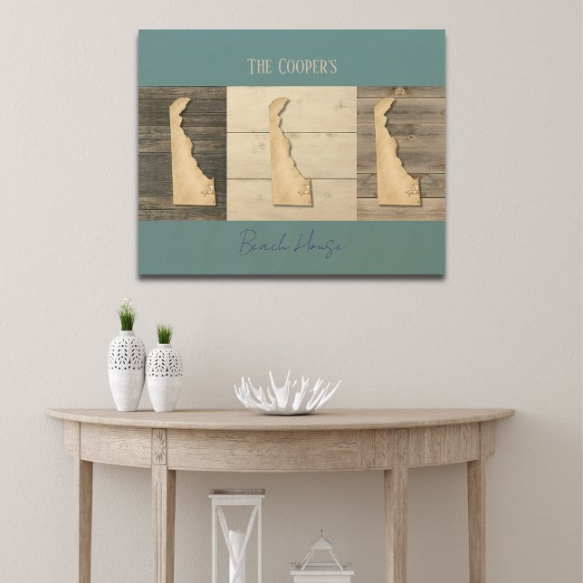 Custom Coastal Delaware Rustic Wood Wall Art  (Beautiful customizeable wood art, featuring the state of Delaware with a coastal yet rustic look!)