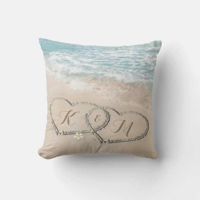 Custom Coastal Home Décor with Initials Throw Pillow (Front)