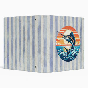 Custom Coastal/nautical/beach marlin sunset 3 Ring Binder