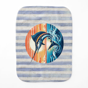 Custom Coastal/nautical/beach marlin sunset Baby Burp Cloth