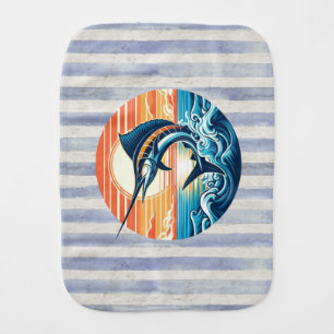 Custom Coastal/nautical/beach marlin sunset Baby Burp Cloth