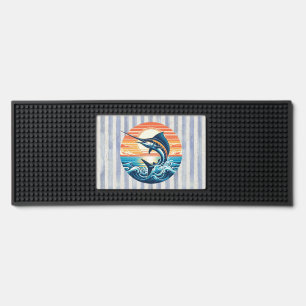 Custom Coastal/nautical/beach marlin sunset Bar Mat