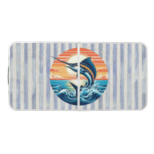 Custom Coastal/nautical/beach marlin sunset Beer Pong Table
