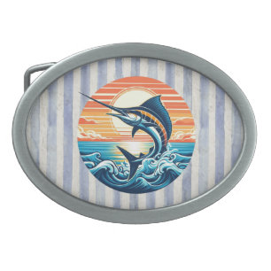 Custom Coastal/nautical/beach marlin sunset Belt Buckle