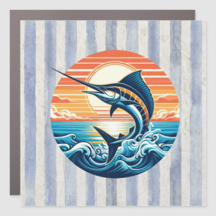 Custom Coastal/nautical/beach marlin sunset Car Magnet