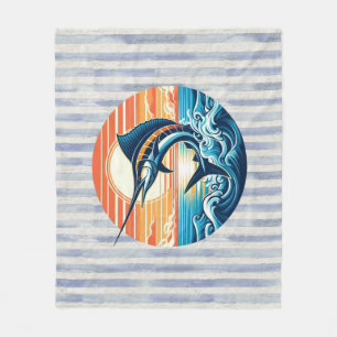 Custom Coastal/nautical/beach marlin sunset Fleece Blanket