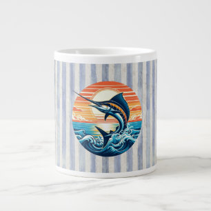 Custom Coastal/nautical/beach marlin sunset Giant Coffee Mug