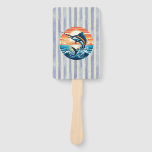 Custom Coastal/nautical/beach marlin sunset Hand Fan