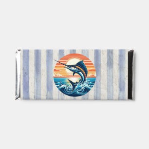 Custom Coastal/nautical/beach marlin sunset Hershey Bar Favors