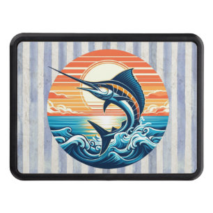 Custom Coastal/nautical/beach marlin sunset Hitch Cover