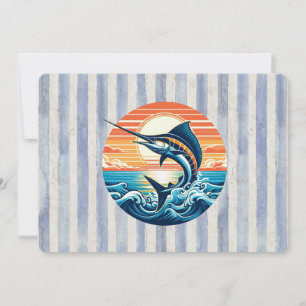 Custom Coastal/nautical/beach marlin sunset Invitation