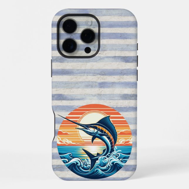 Custom Coastal/nautical/beach marlin sunset iPhone Case (Back)