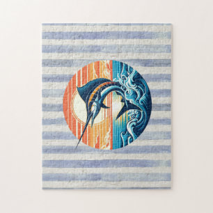 Custom Coastal/nautical/beach marlin sunset Jigsaw Puzzle