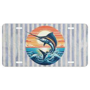 Custom Coastal/nautical/beach marlin sunset License Plate