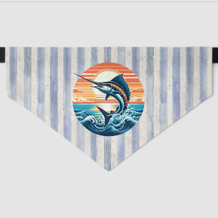 Custom Coastal/nautical/beach marlin sunset Pet Bandana Collar