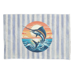 Custom Coastal/nautical/beach marlin sunset Pillow Case