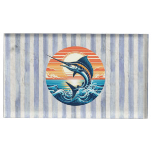 Custom Coastal/nautical/beach marlin sunset Place Card Holder