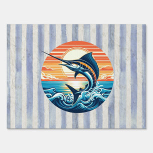 Custom Coastal/nautical/beach marlin sunset Sign