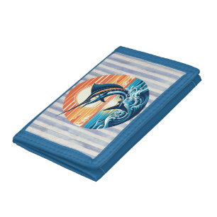 Custom Coastal/nautical/beach marlin sunset Tri-fold Wallet