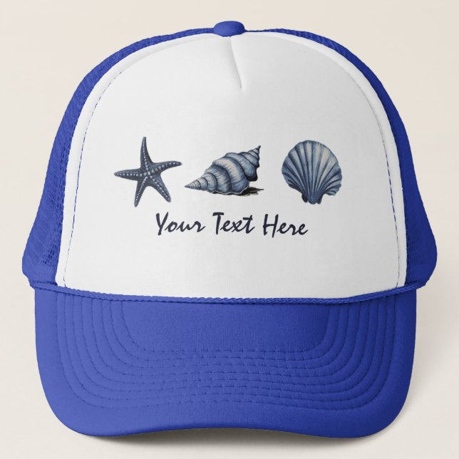 Custom Coastal Seashells Treasure Ocean Summer    Trucker Hat (Front)