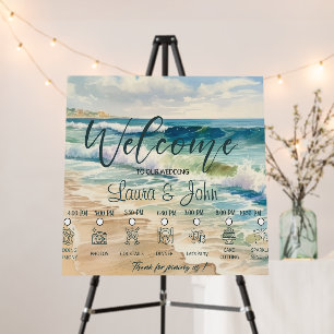 Custom Coastal Wedding Timeline Foam Board