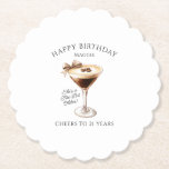Custom Coaster 21st Birthday Espresso Martini<br><div class="desc">An espresso martini shows that the guest of honor is "a tini bit older." Sophisticated neutral color palette. Martini with a bow and espresso beans.</div>