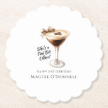 Custom Coaster 21st Birthday Espresso Martini<br><div class="desc">An espresso martini shows that the guest of honor is "a tini bit older." Sophisticated neutral color palette. Martini with a bow and espresso beans.</div>