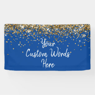 Custom Cobalt Blue Gold Birthday Party Photo Booth Banner