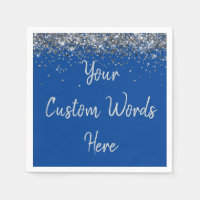 Custom Cobalt Blue & Silver Glitter Birthday Party