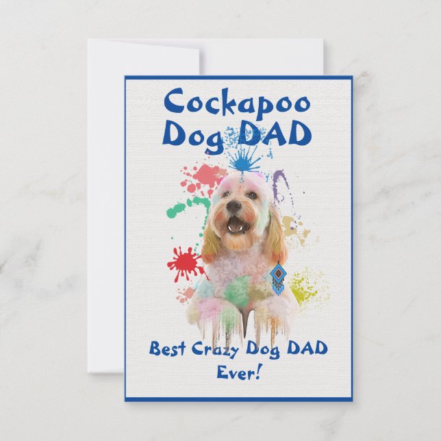 Custom Cockapoo dad Dog Best Crazy Dog Dad  Thank You Card (Front)