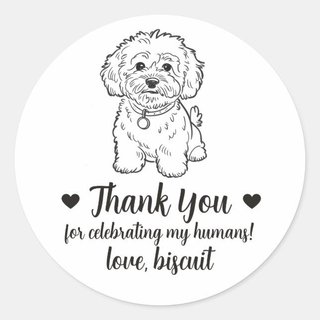 Custom Cockapoo Dog Wedding Favor Stickers (Front)