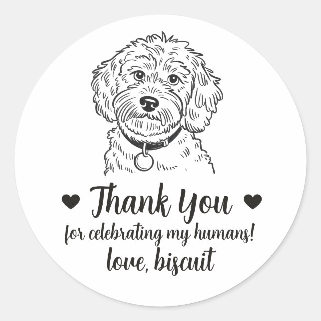 Custom Cockapoo Dog Wedding Favor Stickers (Front)