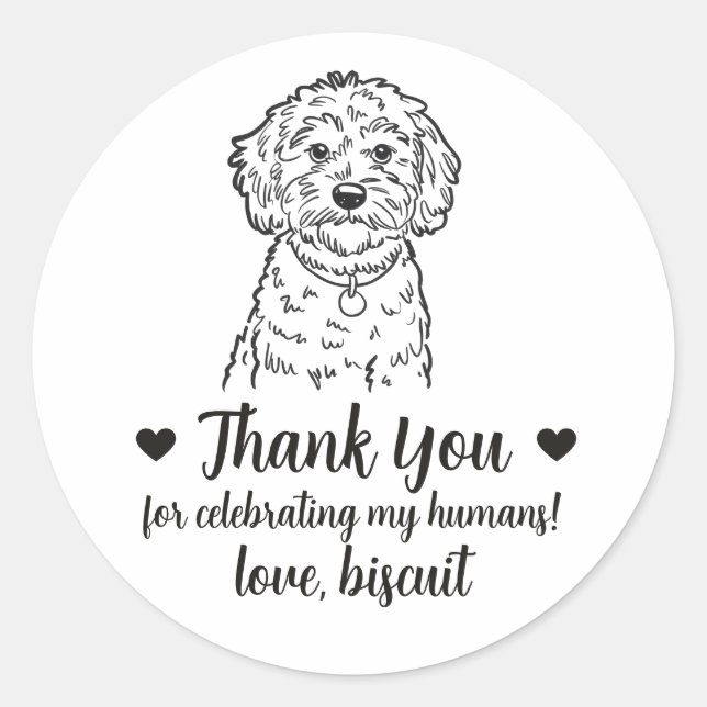 Custom Cockapoo Dog Wedding Favor Stickers (Front)