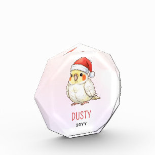 Custom Cockatiel Wearing Santa Hat Acrylic Award