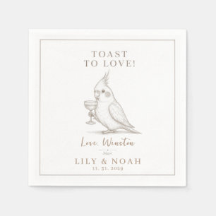 Custom Cockatiel Wedding Bird Illustration Sketch Napkins