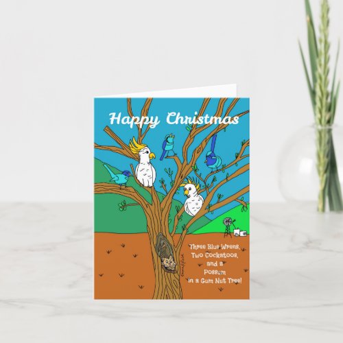 Custom Cockatoos Blue Wren Possum Australian Xmas Holiday Card