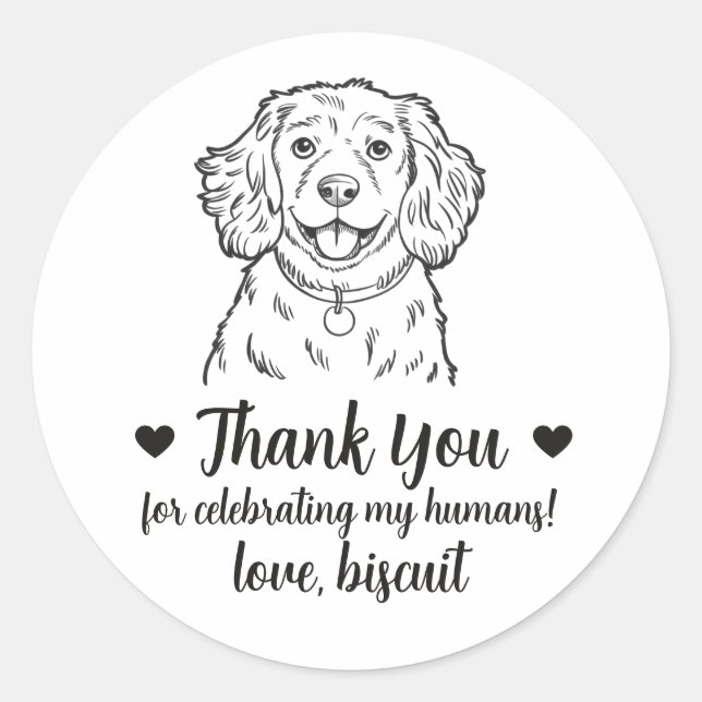 Custom Cocker Spaniel Dog Wedding Favor Stickers (Front)
