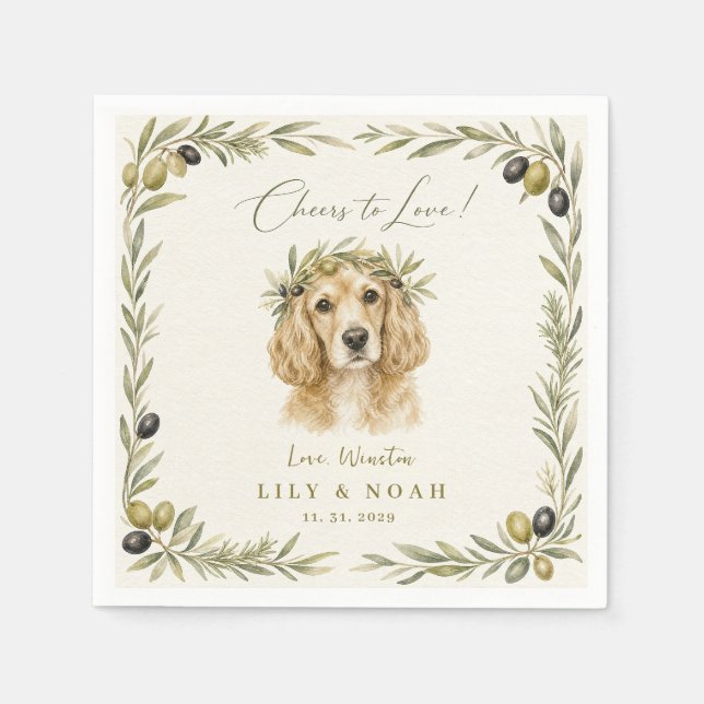 Custom Cocker Spaniel Wedding Dog Olive Grove gift Napkins (Front)